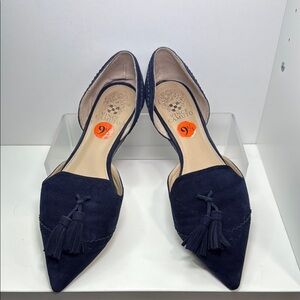 Vince Camuto Navy Blue Suede Tassel Flats – Size 9.5
